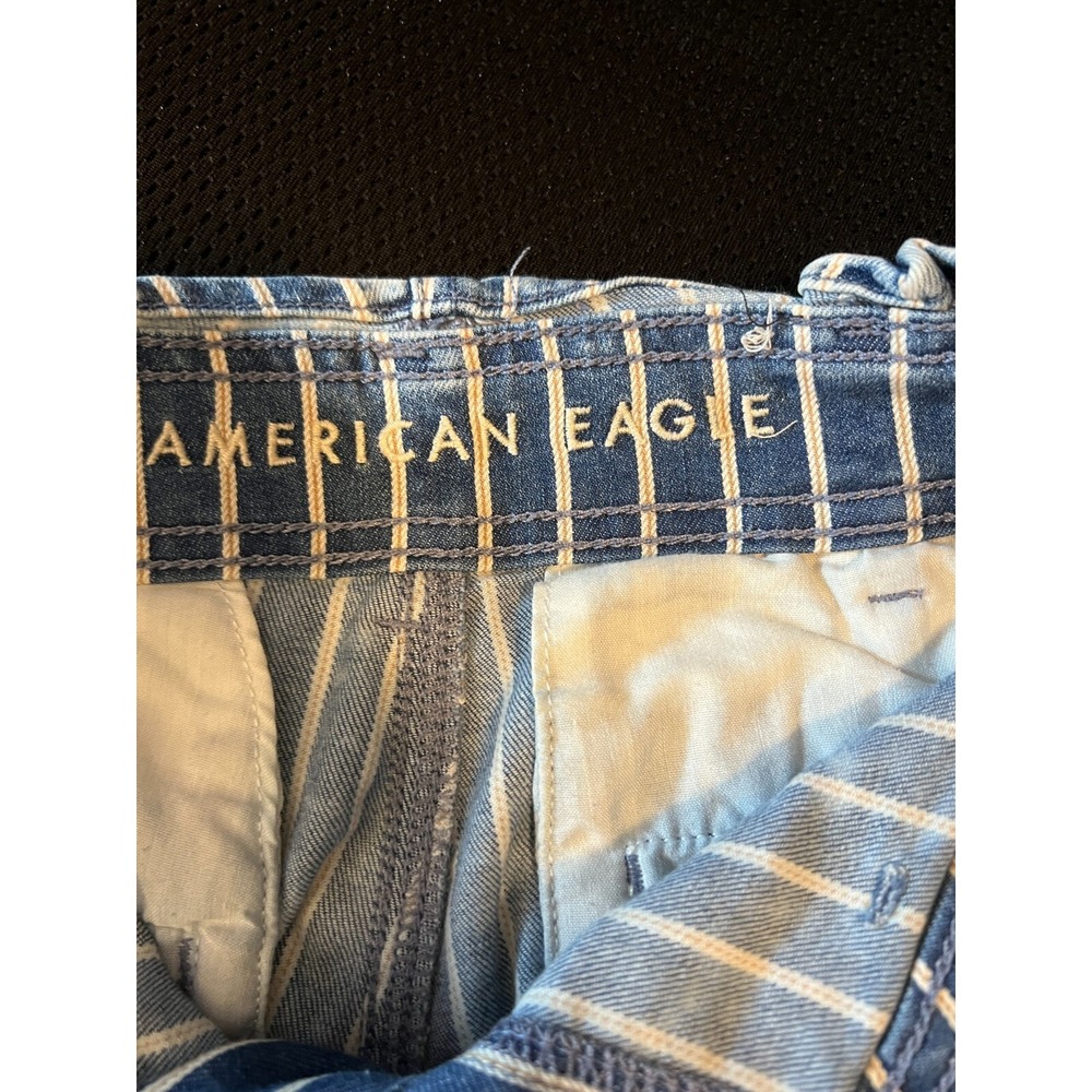 American Eagle Shorts Women's Size 00 Hi-Rise Blue White Peach/Tan Stripe Shorts - Picture 9 of 12